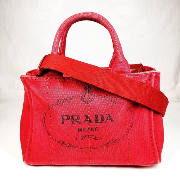 Prada Tote Bag Red Canvas - Picture 2 of 10